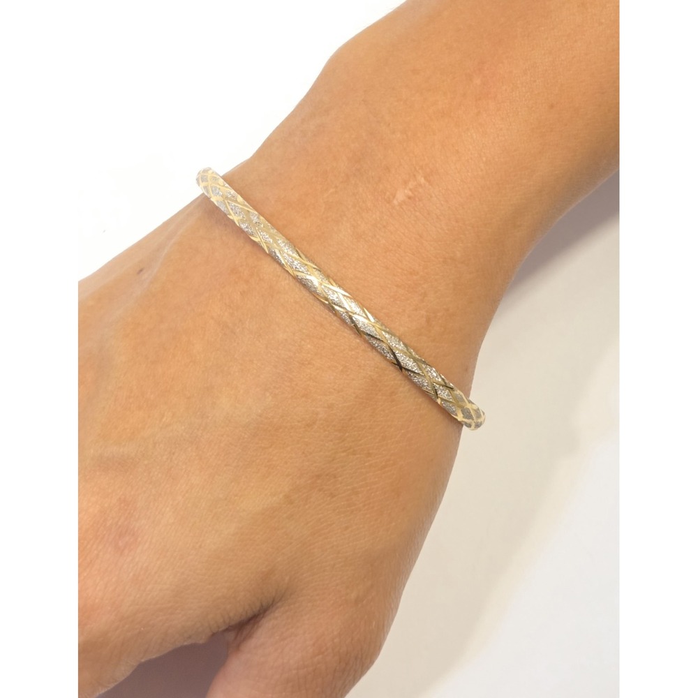 Two-Tone Braided Bangle Bracelet - Gold & Silver